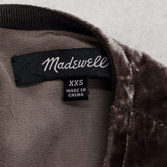 Madewell Short Sleeve Casual Crew Neck Suede Shirt Womens Size 2XS Brown - Picture 5 of 7